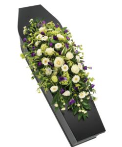 Fleurs-amanda-Surrey-funeral-flowers-Purple-White-Casket-Spray